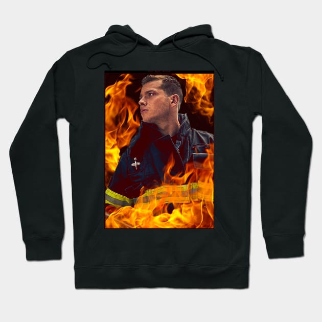 911 - Evan ‘Buck’ Buckley - Flames Hoodie by vickytoriaq